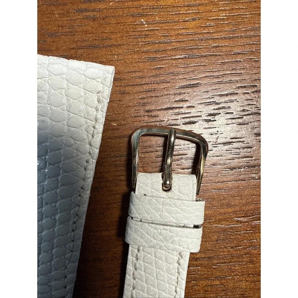 Genuine Lizard Watch Strap White 18mm NOS With 10k Gold Filled Buckle
